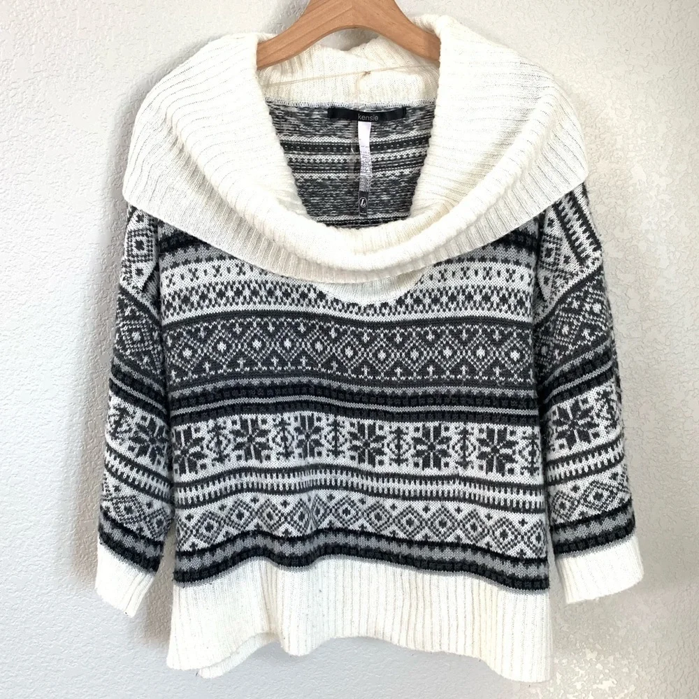 Kensie Cowl Neck Winter Oversized Sweater Sz L